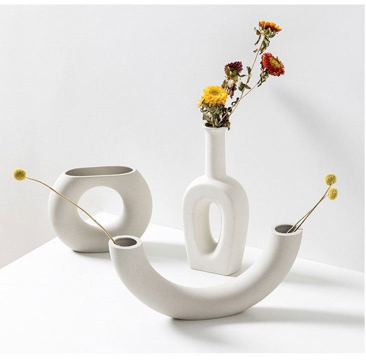 White Nordic Vase. Minimalist Flower Vase. Chic Home Decor Idea. WickedYo